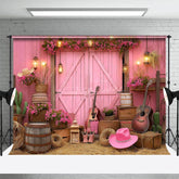 Aperturee - Aperturee Pink Barn Door Cowgirl Cake Smash Photo Backdrop